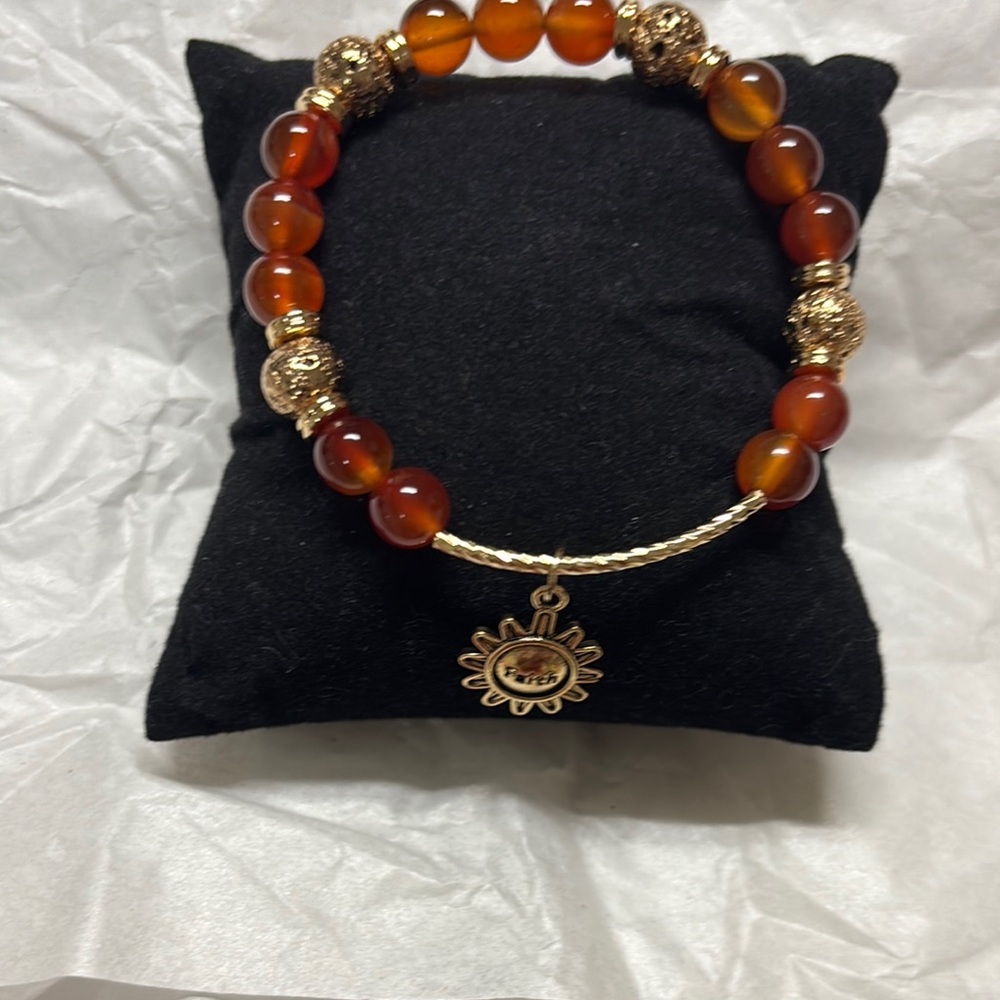 Gold and Brown Beaded Bracelet .Can be use as a lava diffuser for essential oil.